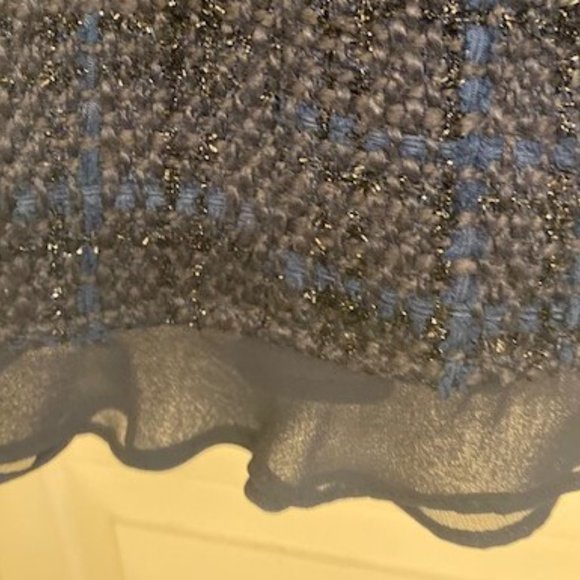 Navy Tweed Jacket with Sheer Ruffle Trim - Picture 3 of 5